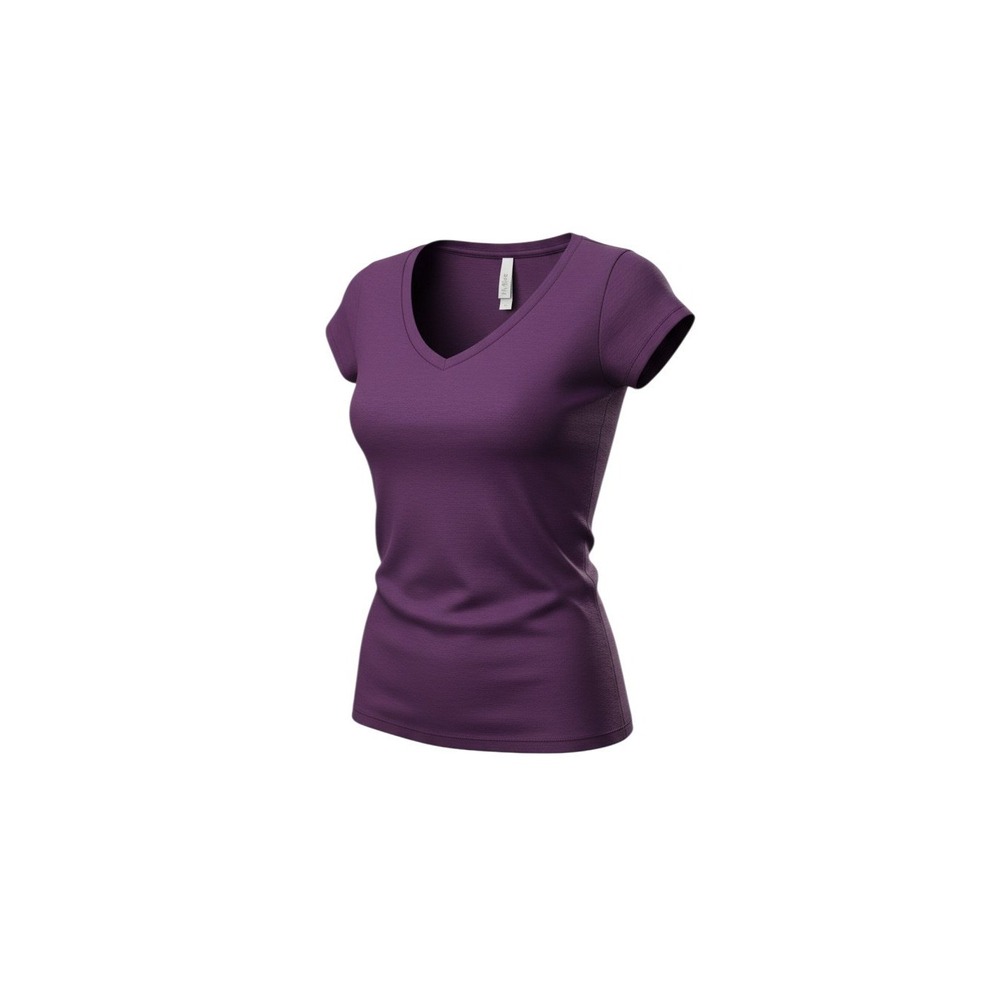 Unbranded V-Neck Tee Womens Medium Purple Short Sleeve Cotton Spandex 65000
